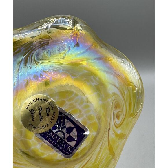 Ron Hinkle Studio Art Glass Swirl Iridescent Trinket Dish Hand Made WV - Picture 8 of 8